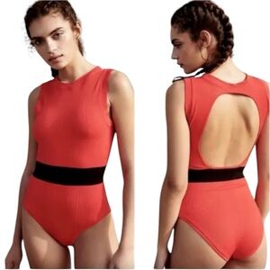Free People FP Movement Women's Prajna Bodysuit XS/S in Red and Black